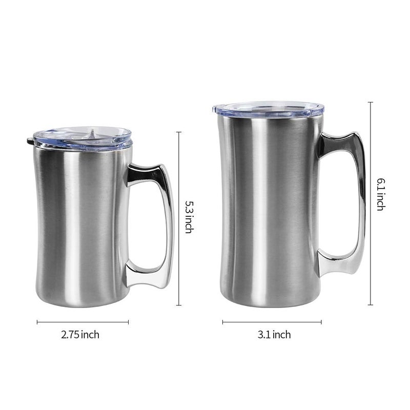 HDMY Stainless Steel Double Walled Mugs 20 oz Metal Coffee & Tea &Wine Cup Mug Insulated Cups with Handles Keep Drinks Cold or Hot Longer - Image 5